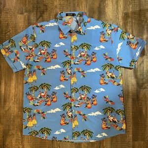 SSLR Men's 2 XL Christmas In Paradise Collared Button Down Shirt Cruise EUC